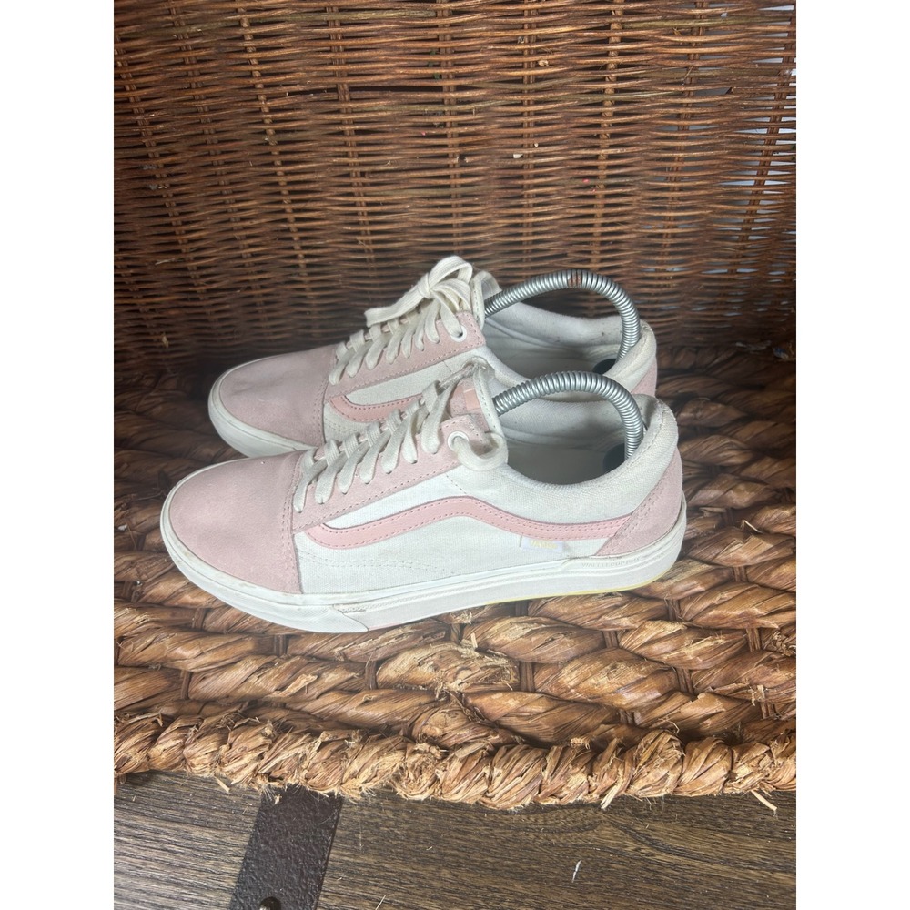 Vans Old Skool Pink White Suede Canvas Lace Up Sneakers Women - Picture 3 of 5